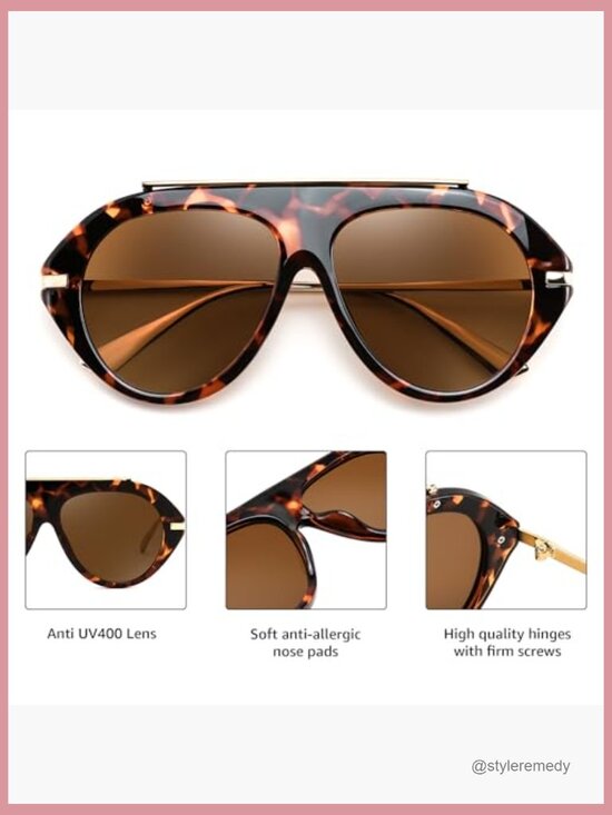 Retro Aviator Sunglasses Metal Frame UV400 Lenses Oversized Vintage main image 4